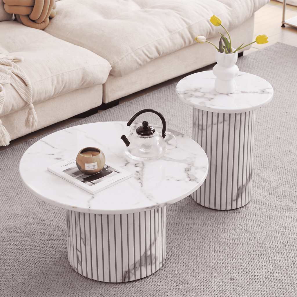Ensemble de 2 tables basses rondes en bois
